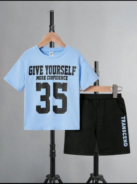 Light Blue Shirt & Black Shorts Set – Summer Outfit