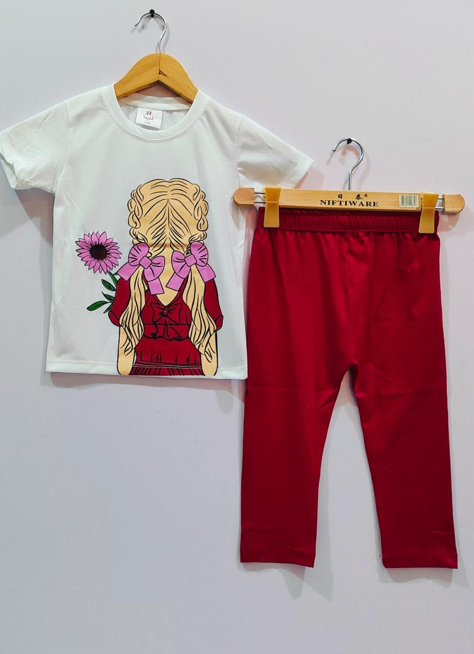 Doll Red & White, Shirt Trousers Set for Girls